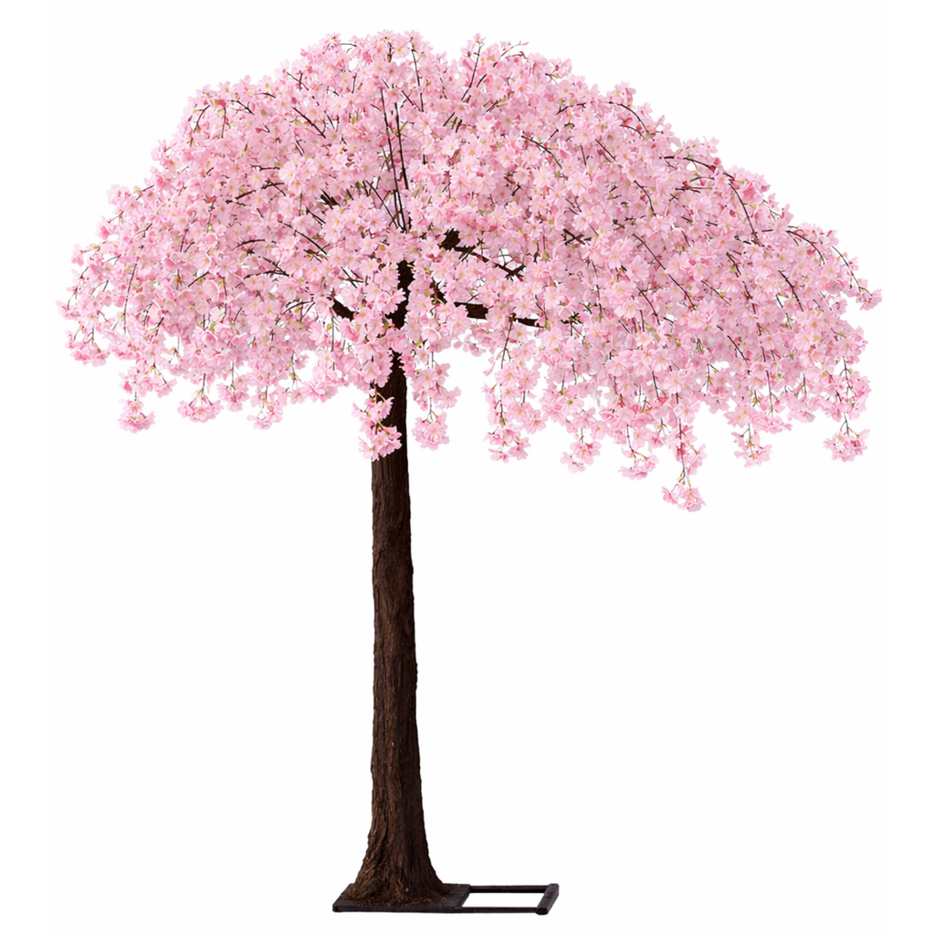 Weeping Cherry Blossom Tree Overhanging Pink Waterfall - 2.6m