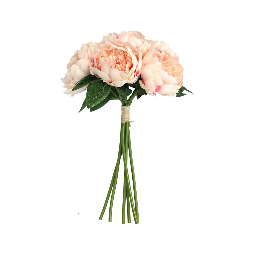 Artificial Peony Posy Bouquet (8 Blooms) - Peach 35cm