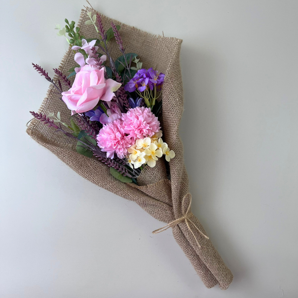 Mixed Flower Hessian Bouquet 48cm