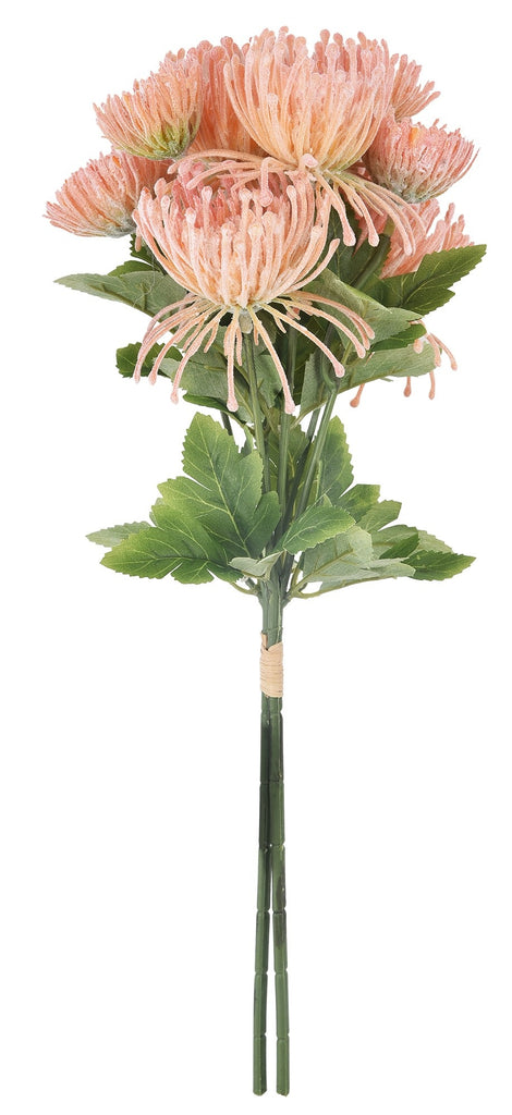 40cm artificial bouquet with clustered pincushion-style blooms in soft pink tones against a white background.
