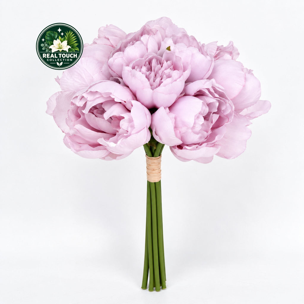 Real Touch Peony Bouquet (8 blooms) - Lilac 31cm