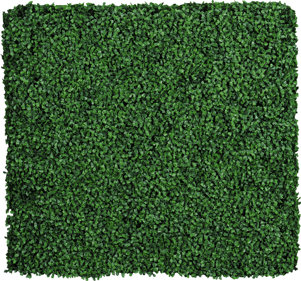 A 1m x 1m square traditional looking artificial english boxwood hedge tile