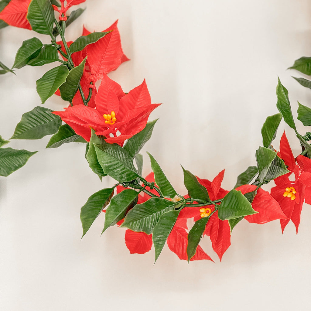 Artificial Poinsettia Garland (UV Treated) - Red 160cm