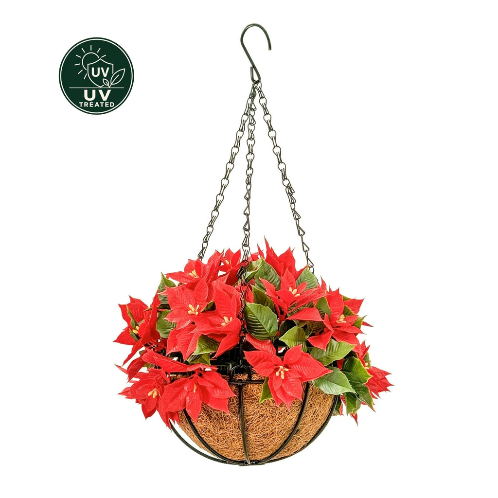 Poinsettia Hanging Basket (UV Treated) - Red 33cm