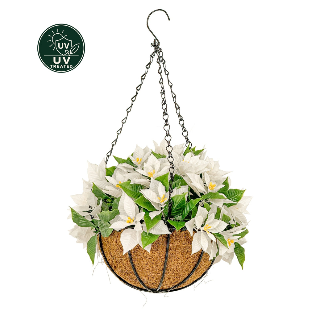 Poinsettia Hanging Basket (UV Treated) - White 33cm