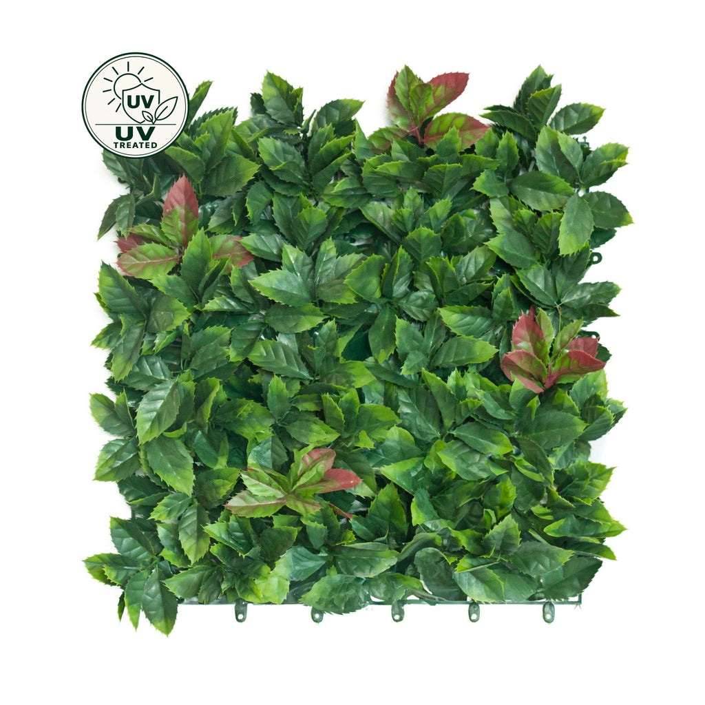 Artificial Hedge Tile (UV Treated) - Red Photinia 50x50cm