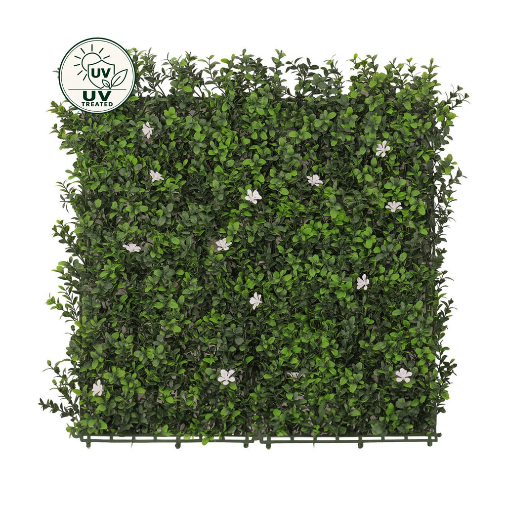Artificial Hedge Tile (UV Treated) - White Flower 50x50cm