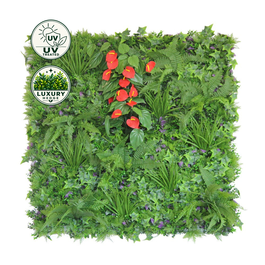 Artificial Luxury Hedge Tile (UV Treated) - Anthurium 100x100cm