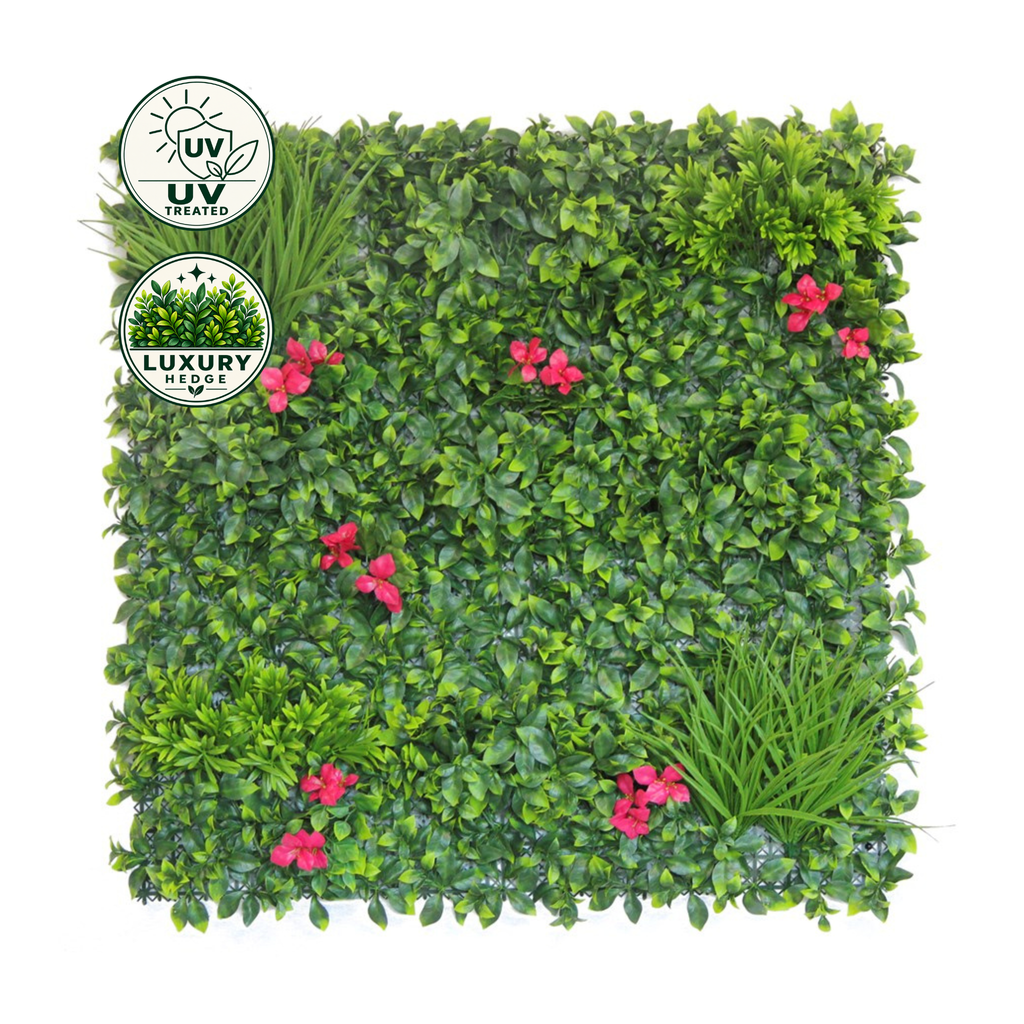 Artificial Luxury Hedge Tile (UV Treated) - Flower Rush 100x100cm