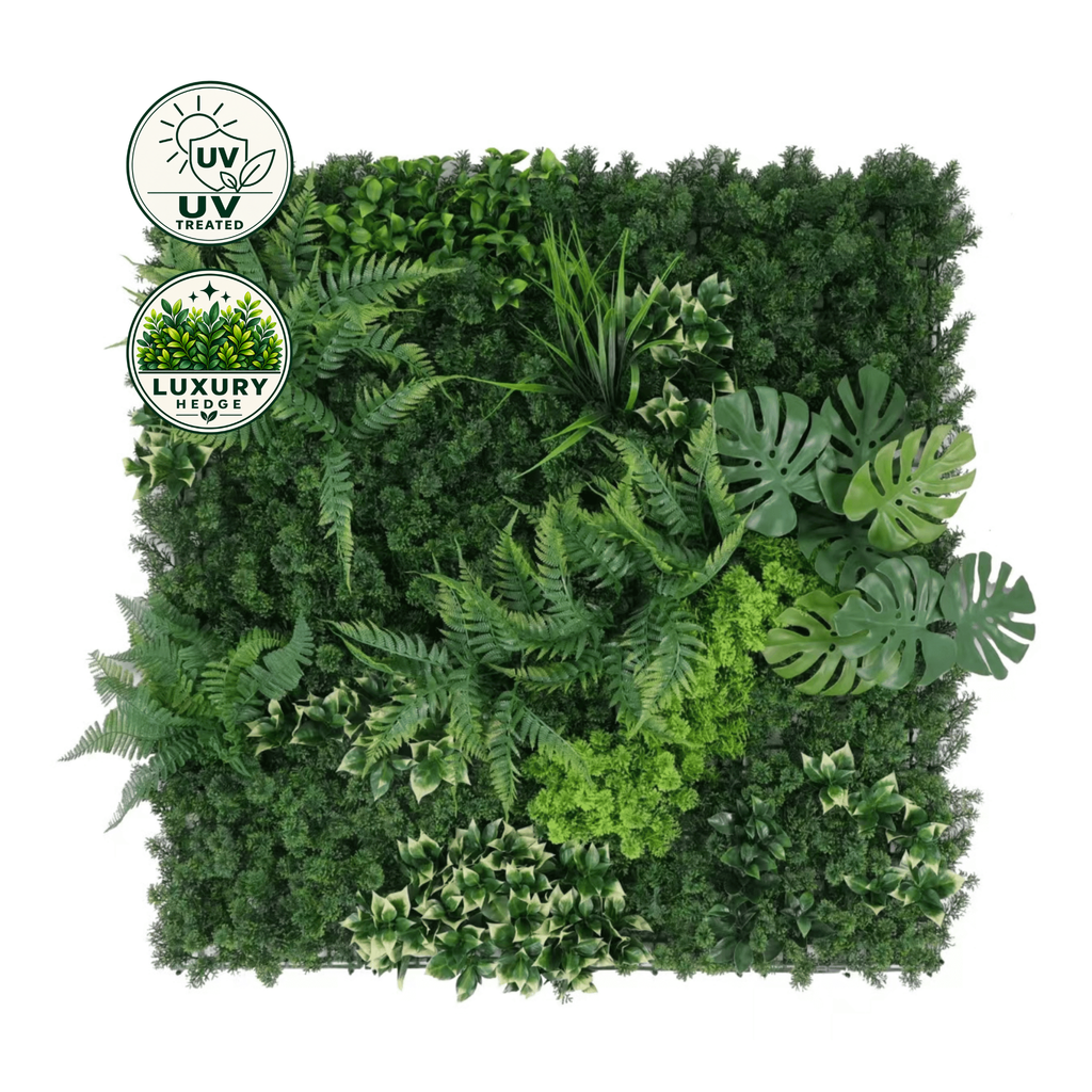 Artificial Luxury Hedge Tile (UV Treated) - Monstera Mix 100x100cm