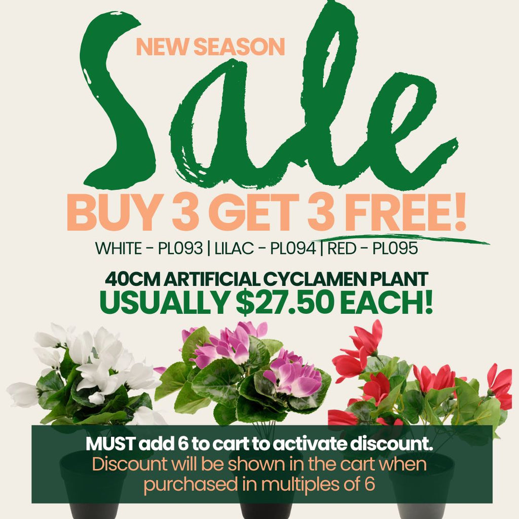 BLACK FRIDAY BULK BUY SPECIAL - 60% off! Faux Red Flowering Cyclamen Plant - 40cm