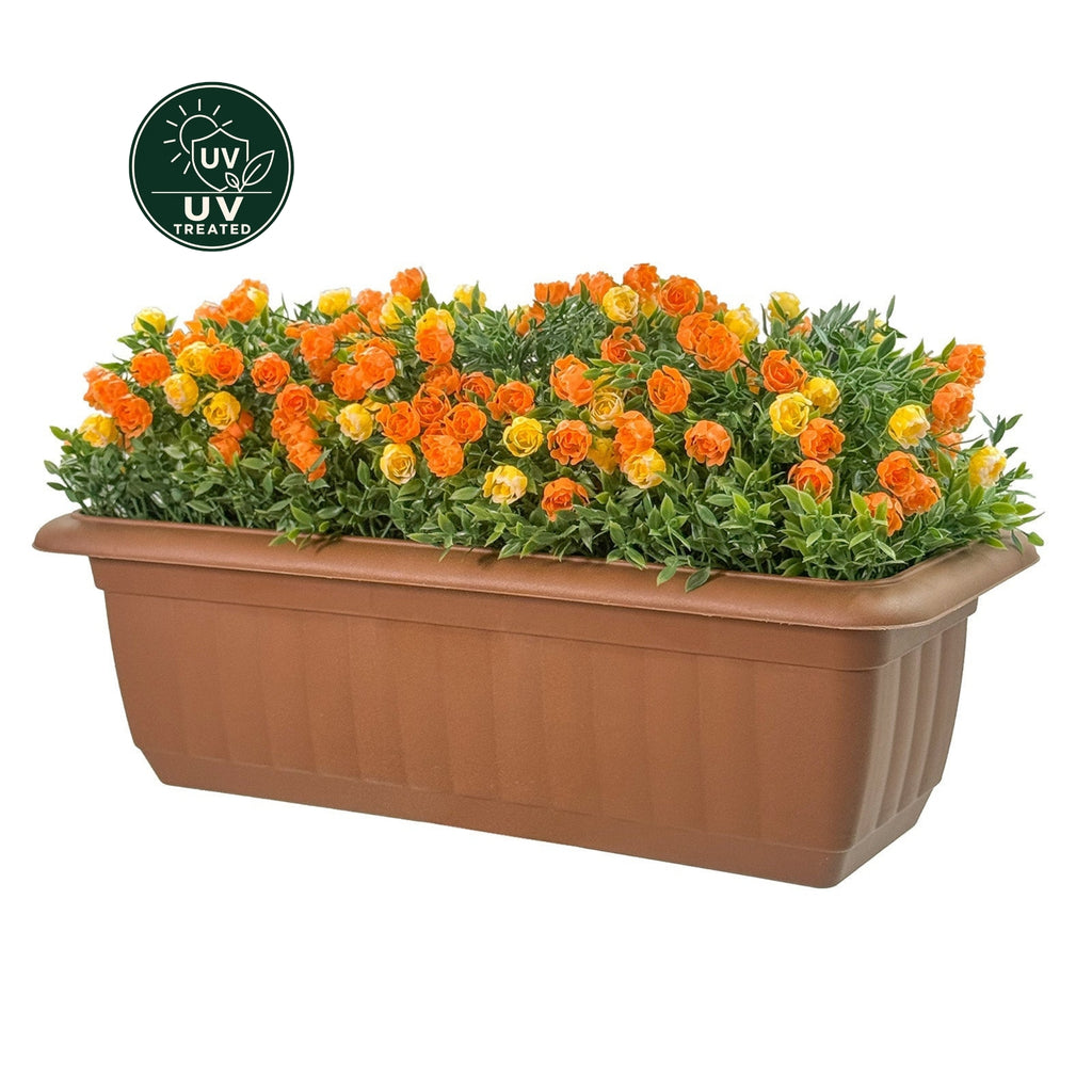 Mixed Rose Balcony Planter Box (UV Treated) - Yellow & Orange 50cm