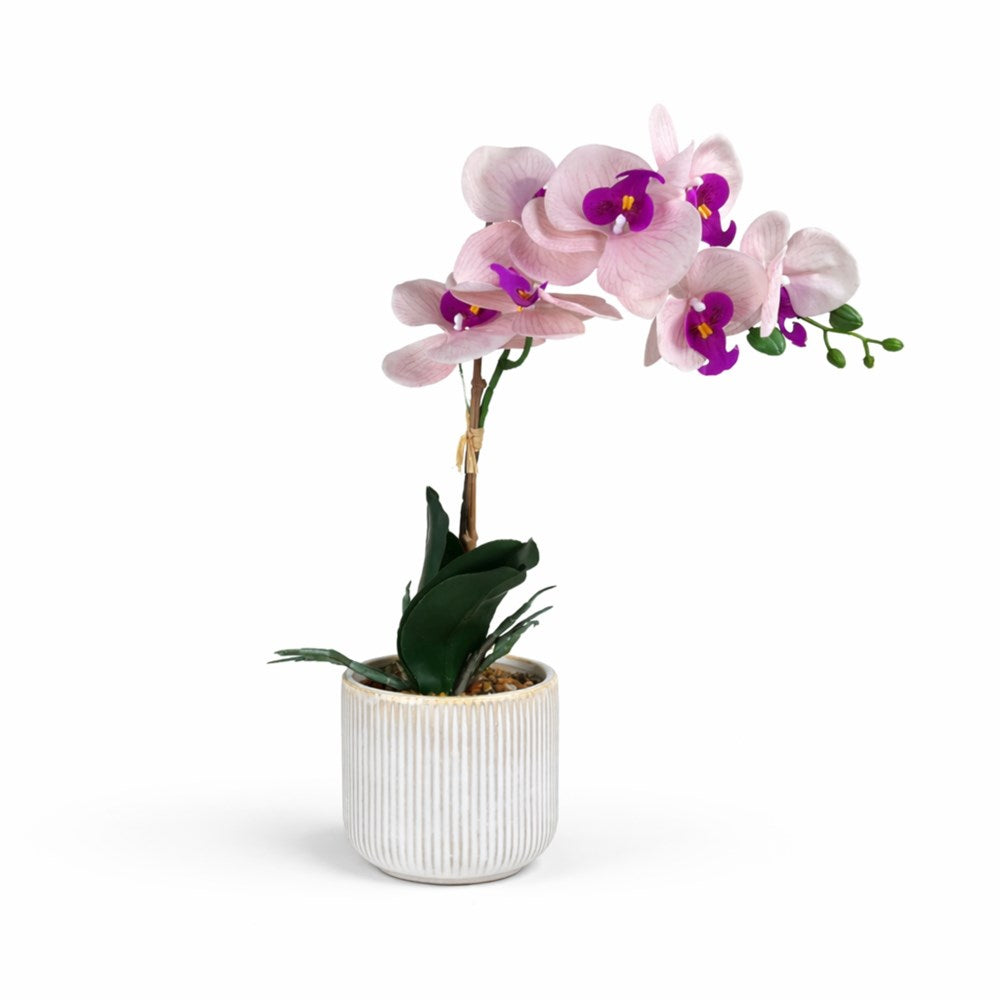 Artificial Phalaenopsis Orchid in Beige Pot - Pink 42cm