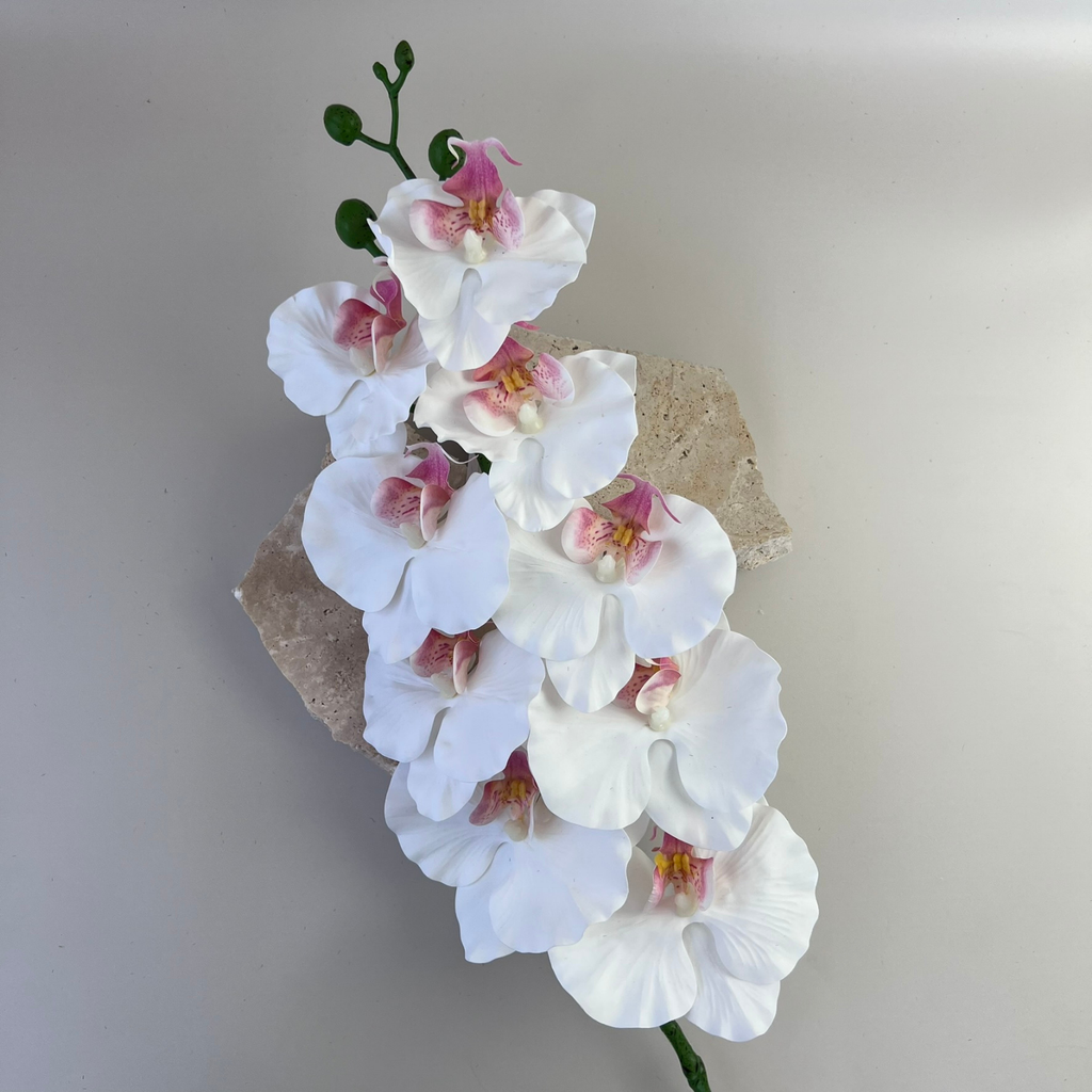 Real Touch Orchid Phalaenopsis (9 blooms) White Pink