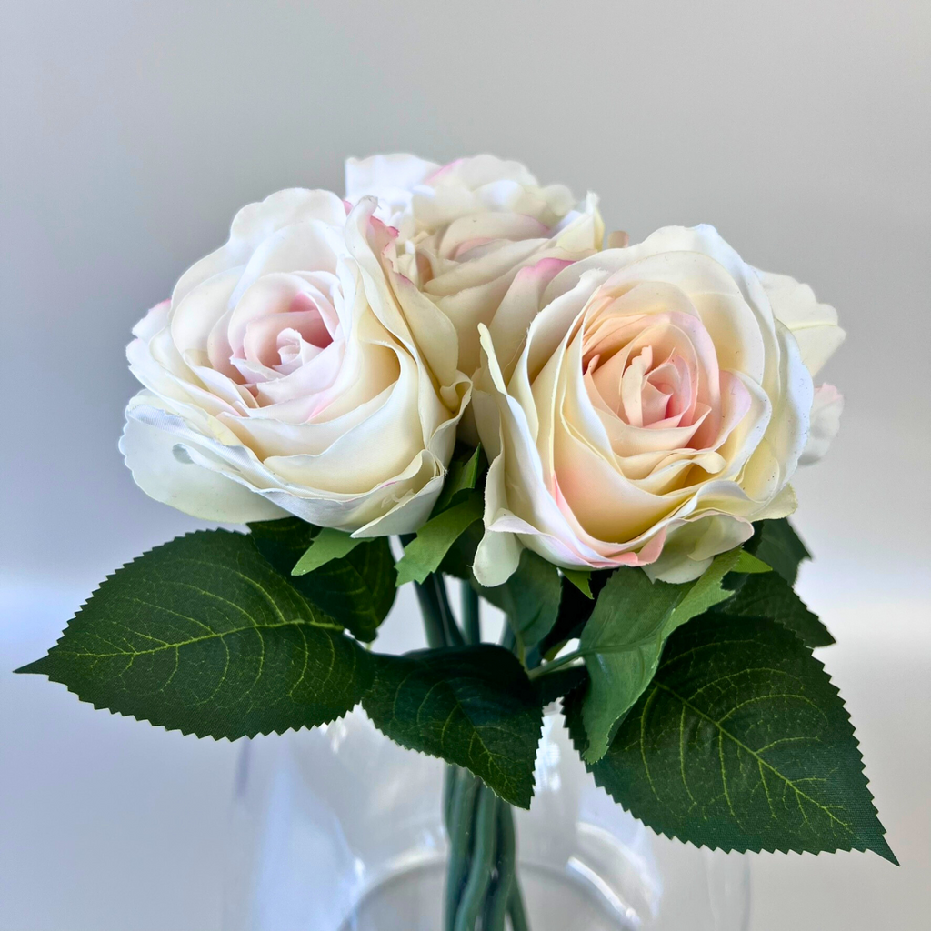 Real Touch Rose Bouquet - Cream Pink
