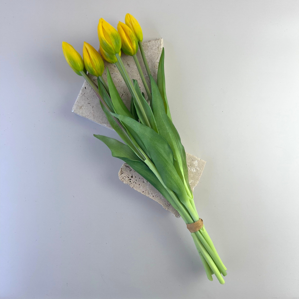 Real Touch Tulip Bouquet Yellow (closed)