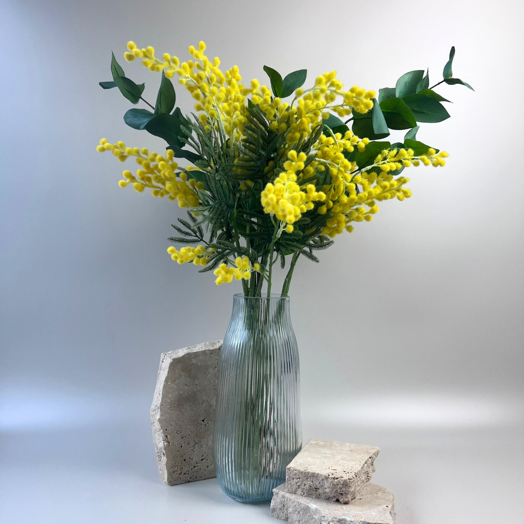 Clear Glass Ribbed Vase 25cm