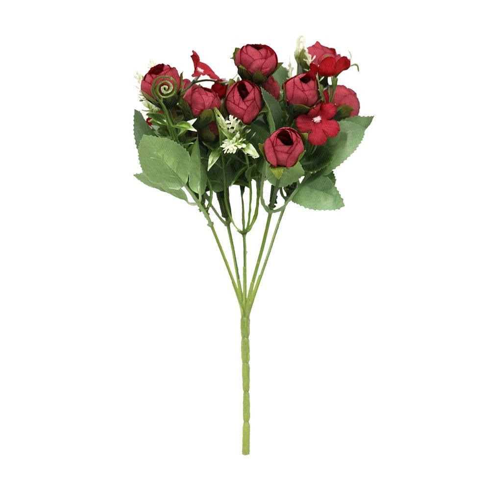 Artificial Miniature Rose Stem 30cm - RED