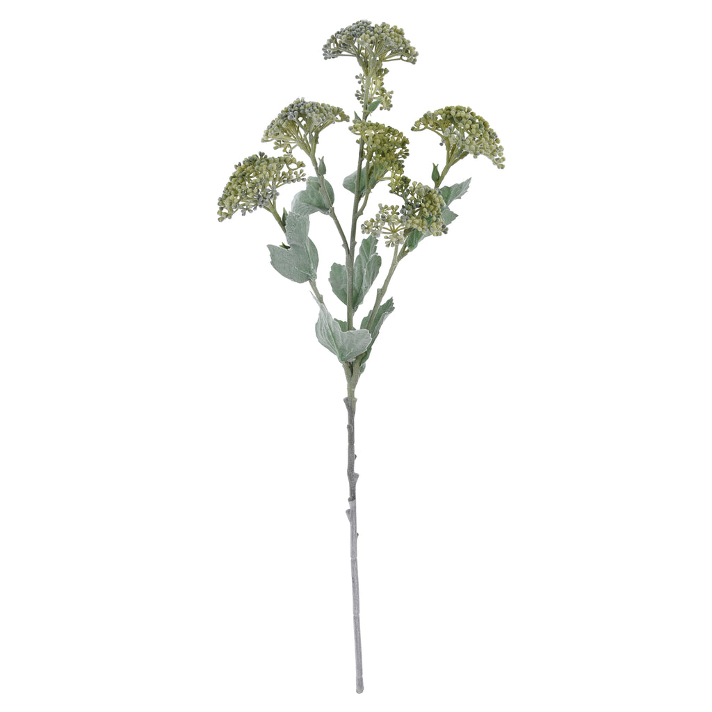 54cm Artificial Elderflower Spray in Green against a plain white background.