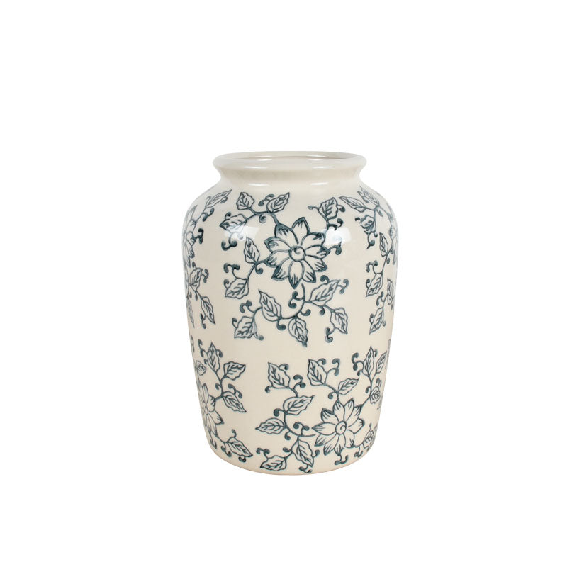 White and Blue Ceramic Flower Vase 19cm