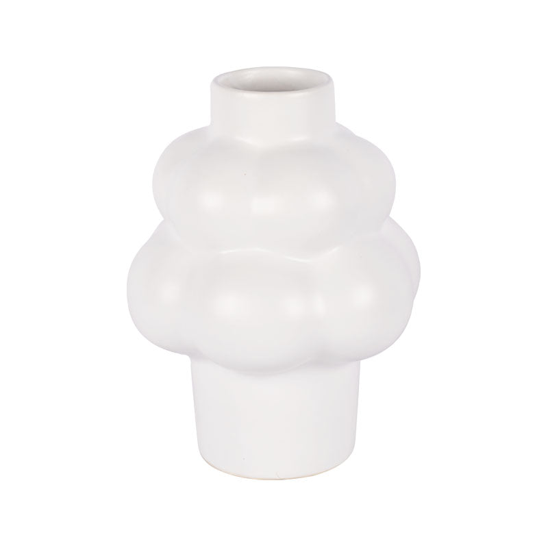 20cm white ceramic vase with a smooth matte finish and a gently curved form against a white background