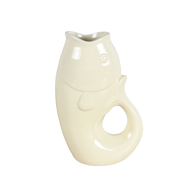 25cm ceramic vase shaped like a fish on a white background