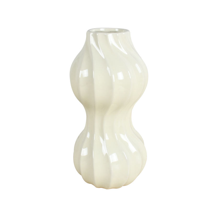 17cm white ceramic vase with a unique bubble design and a glossy finish against a white background