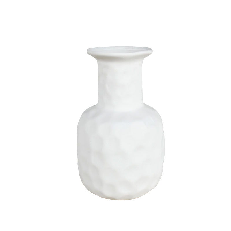 16cm ceramic vase with a rippled white finish against a plain white background