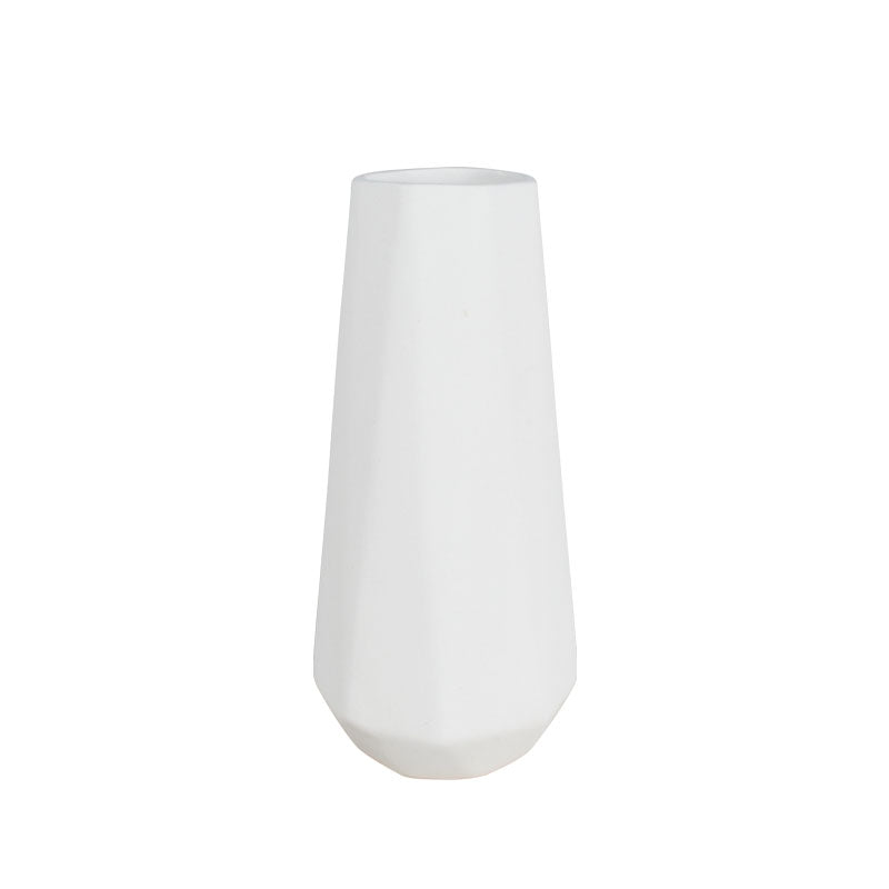 20cm white ceramic vase with a softly tapered shape against a white background