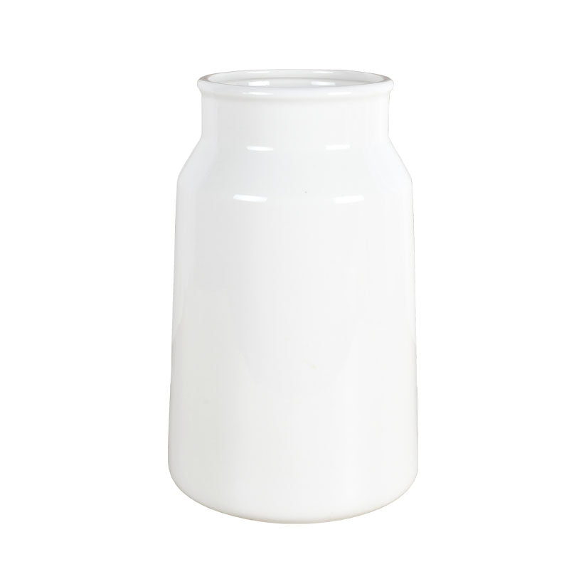 31cm white ceramic vase with a tapered form on a white background 