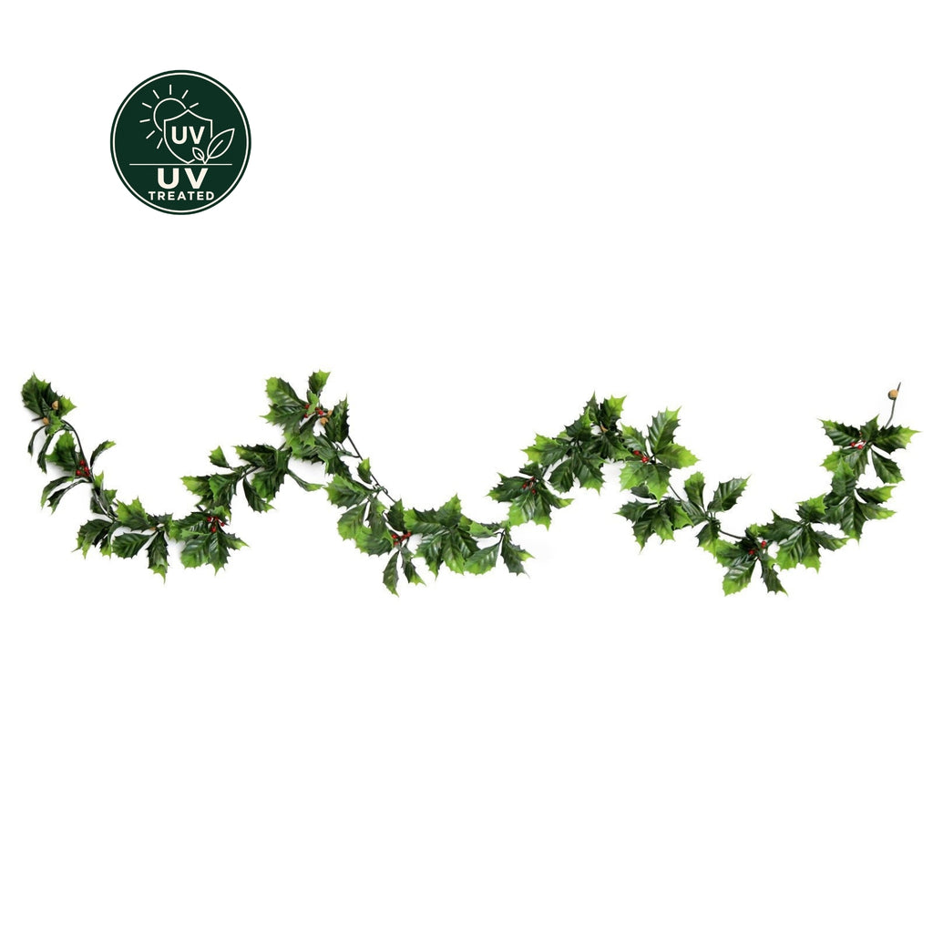 Artificial Holly & Berries Garland (UV Treated) - 250cm