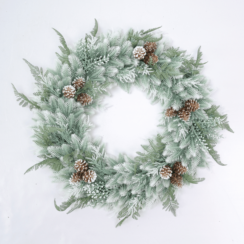 Frosted Christmas Wreath 60cm - UV Treated