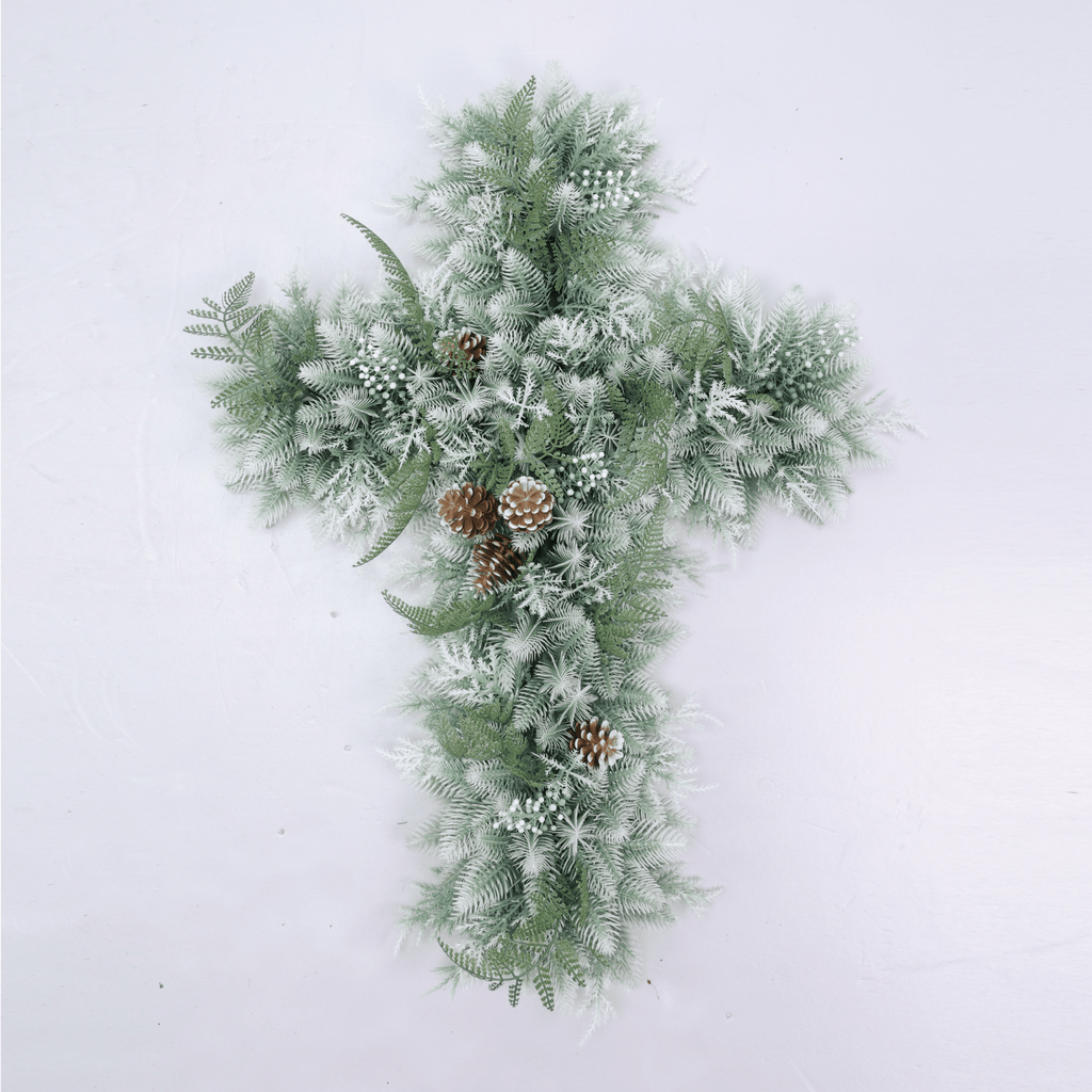 Frosted Christmas Cross 61cm - UV Treated